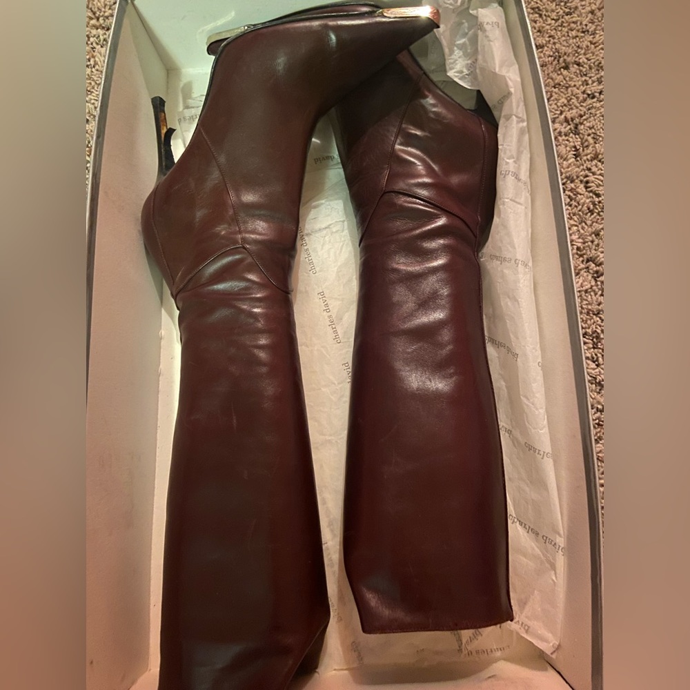 Charles David Brown Heeled Leather Boots